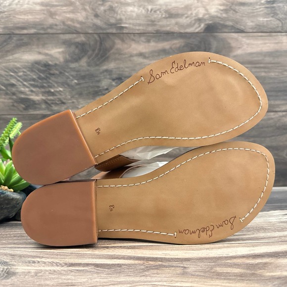 NIB Sam Edelman Jaynee 8.5M Brown Leather Slip On T Strap Thong Sandals - Picture 8 of 11